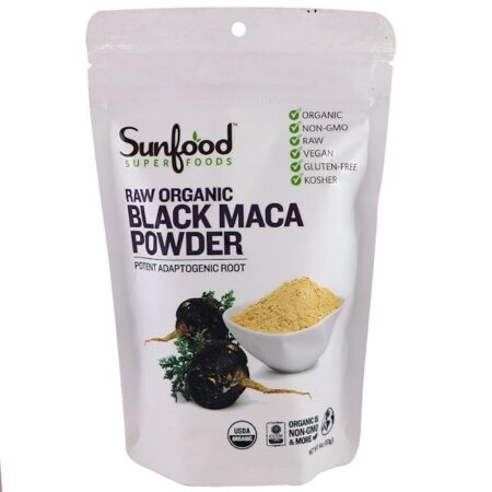 Sunfood, Maca Preta Pura Orgânica em Pó, 113 g (4 oz)