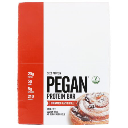 Julian Bakery, PEGAN Protein Bar, Seed Protein, Cinnamon Raisin Roll, 12 Bars, 2.16 oz (61.5 g) Each - Image 2