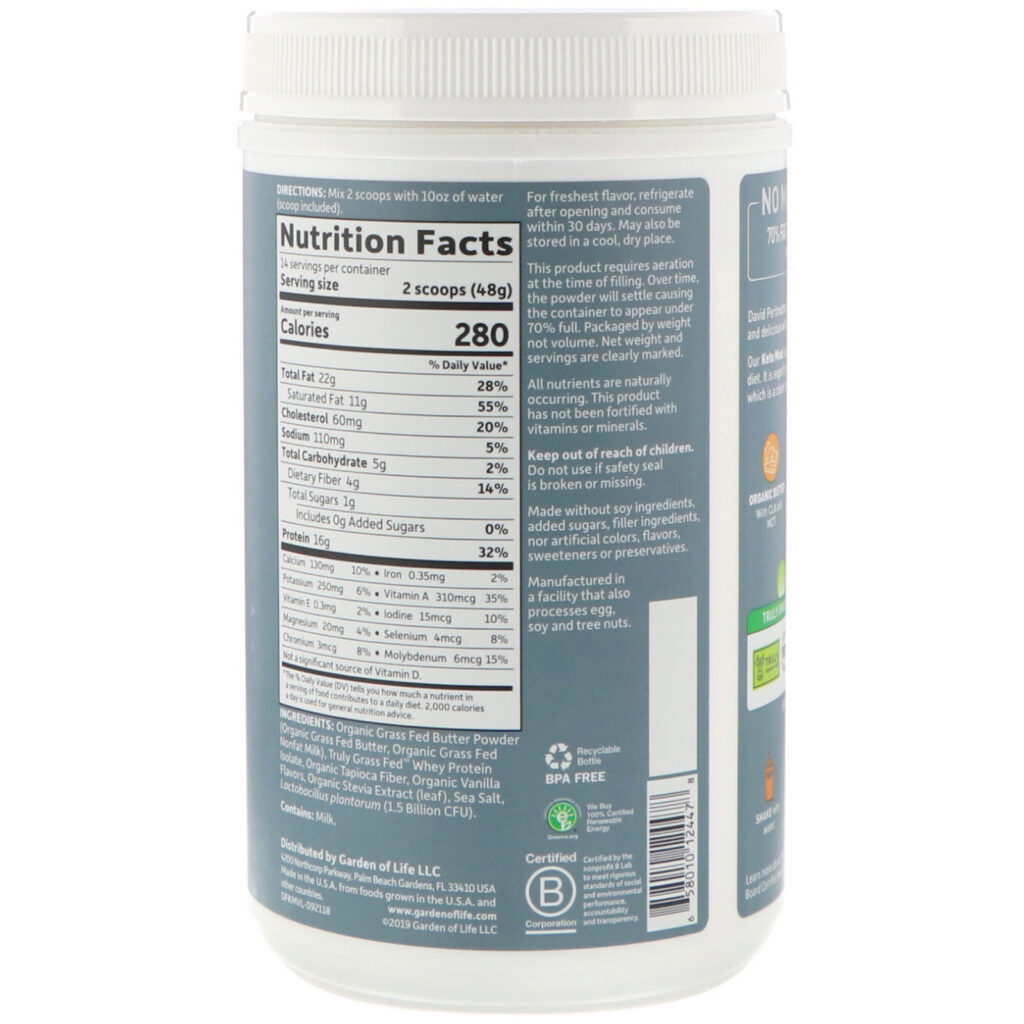 Garden of Life, Dr. Formulated Keto Meal Balanced Shake, Vanilla, 23.70 oz (672 g) - Imagem 2