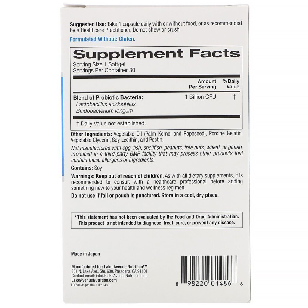 Lake Avenue Nutrition, Miniprobióticos, 2 Cepas de Bactérias Saudáveis, 1 Bilhão de UFCs, 30 Minicápsulas Gelatinosas - Imagem 2