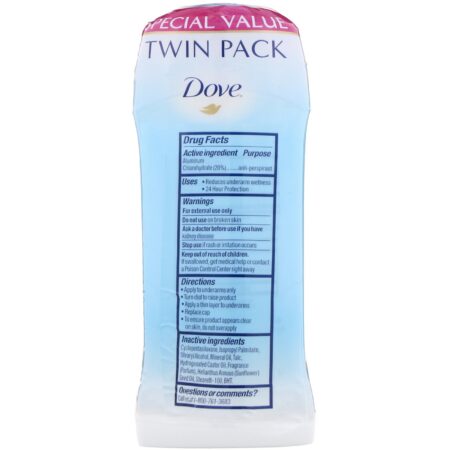 Dove, Invisible Solid Deodorant, Powder, 2 Pack, 2.6 oz (74 g) Each - Image 2