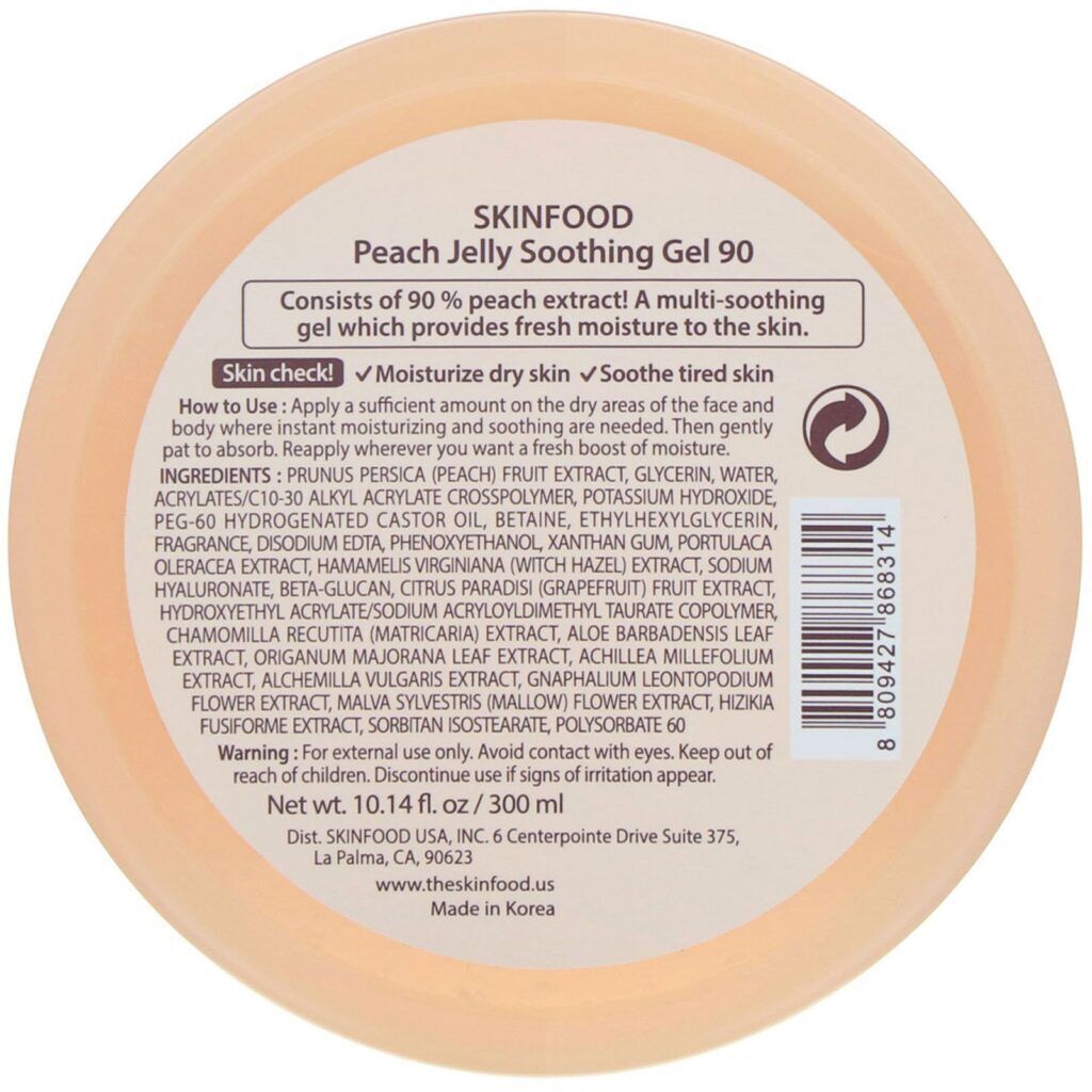 Skinfood, Gelatina de Pêssego, Gel Calmante 90, 300 ml (10,14 fl oz) - Imagem 2
