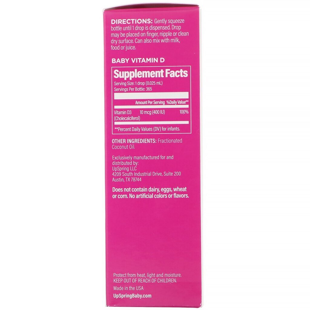 UpSpring, Baby, Gotas Líquidas de D3, Vitamina D, 9,13 g (0,31 fl oz) - Imagem 2