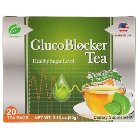 Longreen, Chá GlucoBlocker, 20 Sachês de Chá, 2,12 oz (60 g)