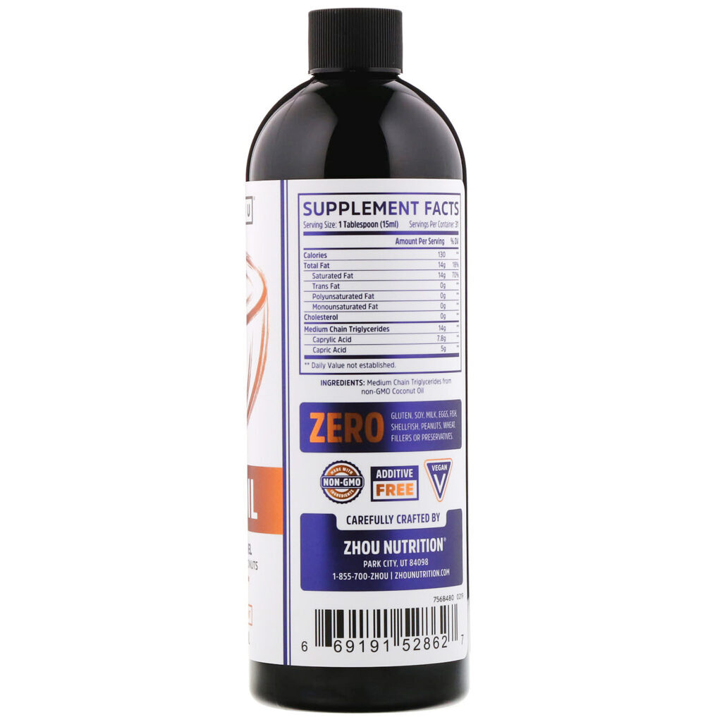 Zhou Nutrition, MCT Oil, Unflovered, 16 fl oz (473 ml) - Imagem 2