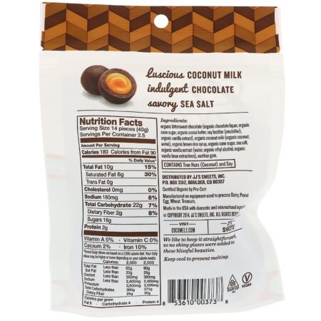 Cocomels, Orgânicos, Caramelos de Leite de Coco, Pedaços, Sal marinho, 3.5 oz (100 g) - Image 2