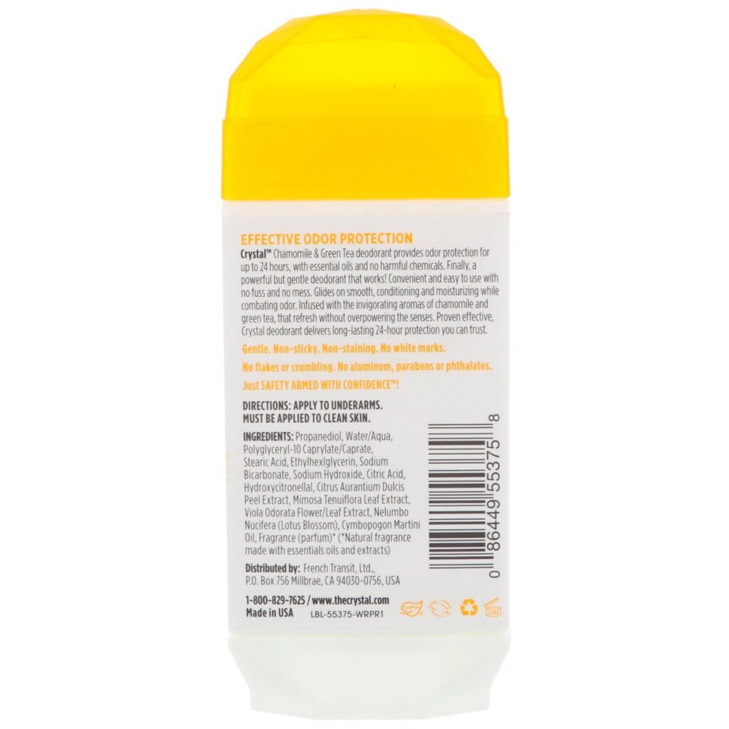 Crystal Body Deodorant, Desodorante Sólido Invisível, Camomila e Chá Verde, 2.5 oz (70 g) - Imagem 2