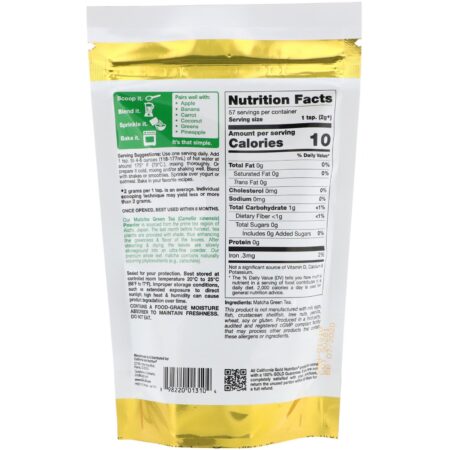 California Gold Nutrition, Superfoods, Chá Verde Matcha em Pó, 114 g (4 oz) - Image 2