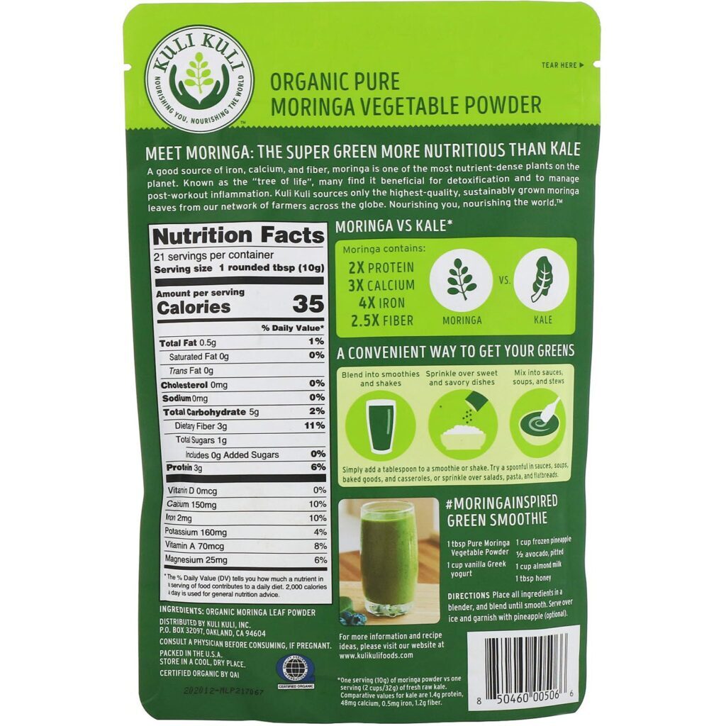 Kuli Kuli, Organic Pure Moringa Vegetable Powder, 7.4 oz (210 g) - Imagem 2