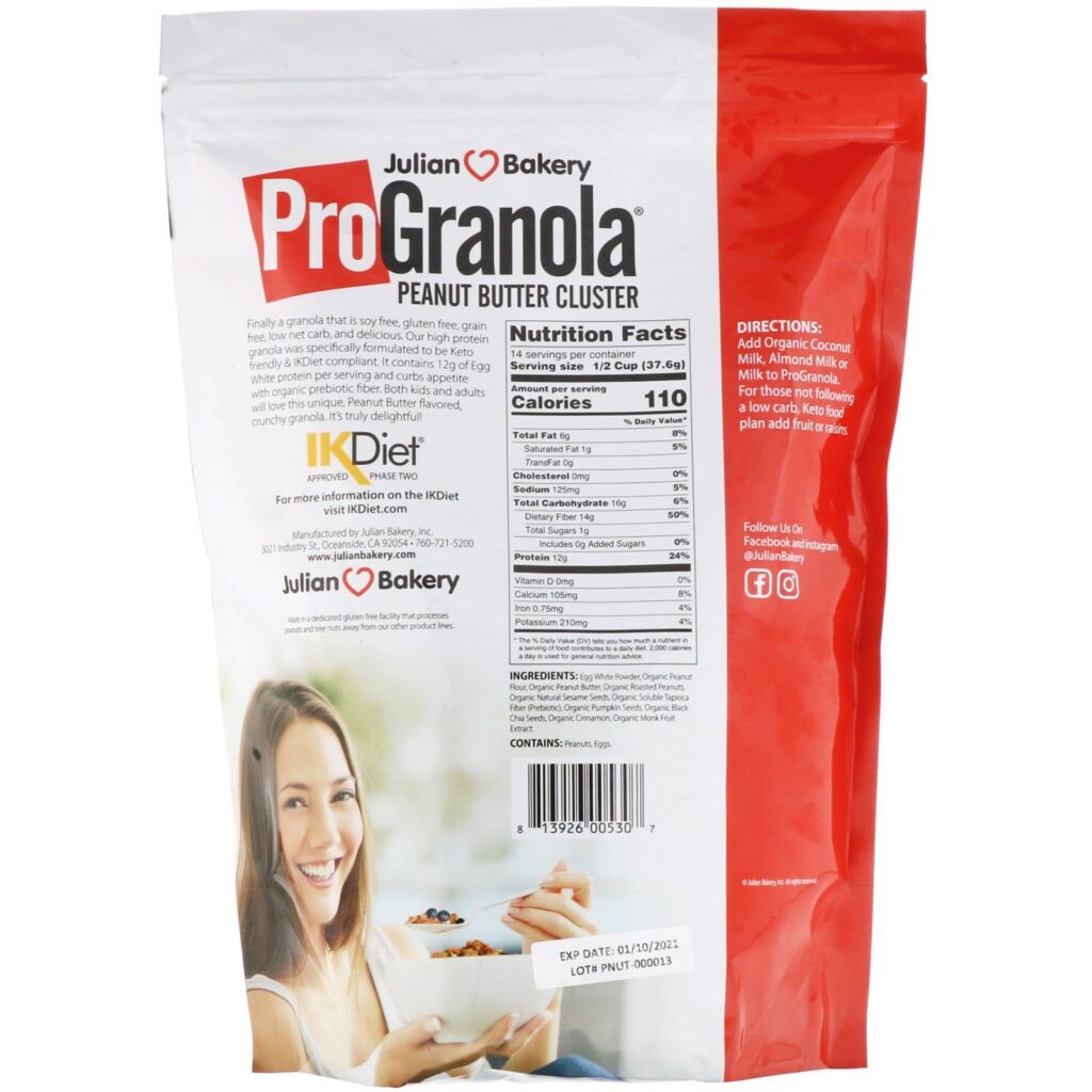 Julian Bakery, Pro Granola, Flocos de Manteiga de Amendoim, 526 g - Imagem 2
