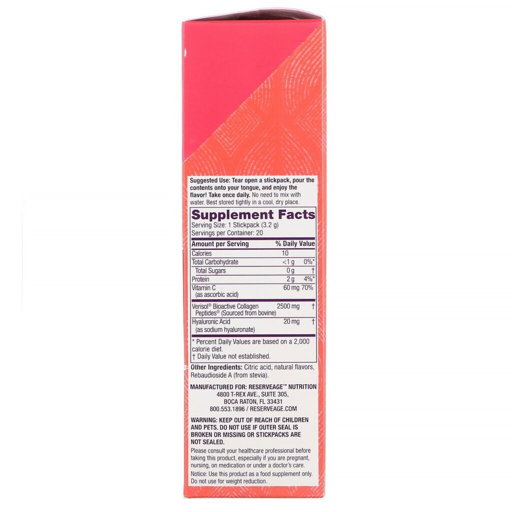 ReserveAge Nutrition, Collagen Candy, Cucumber Watermelon, 20 Stickpacks, 2.3 oz (64 g) - Imagem 2