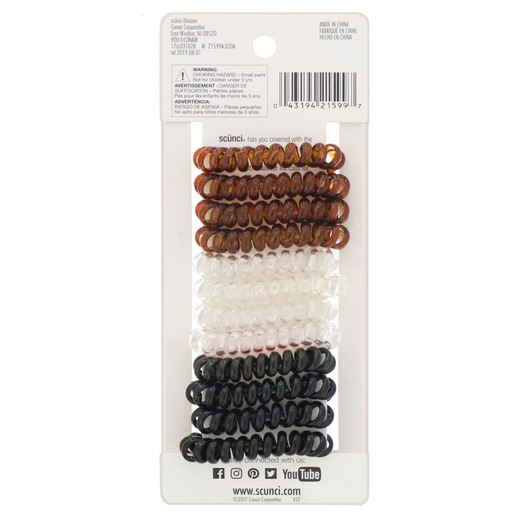 Scunci, Elástico em espiral amarrador de cabelo que não marca e pulseira, 12 peças - Imagem 2