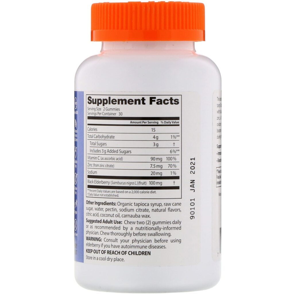Doctor's Best, Jujubas de Bagas de Sabugueiro com Vitamina C e Zinco, Explosão de Bagas, 60 Jujubas - Imagem 2
