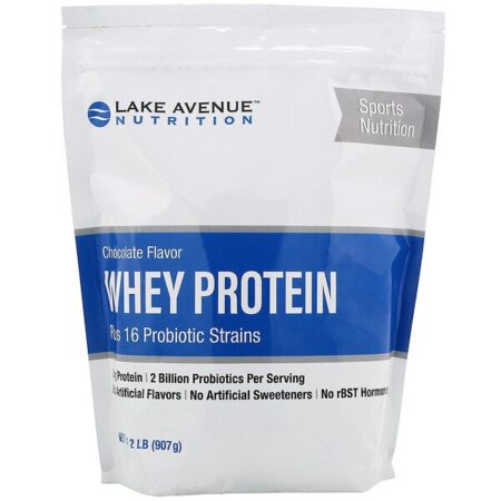 Lake Avenue Nutrition, Proteína Whey + Probióticos, Sabor Chocolate, 907 g (2 lb)