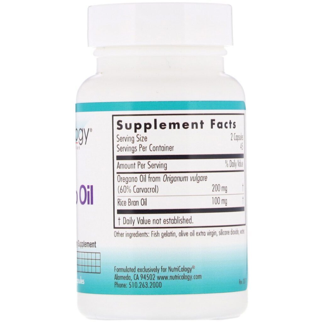 Nutricology, Oregano Oil, 90 Fish Gelatin Capsules - Imagem 2