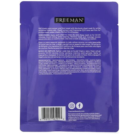 Freeman Beauty, Máscara Cheeky Butt em Folha para as Nádegas, Suavizante e Tonificadora, 1 Par, 40 ml (1,35 fl oz) - Image 2