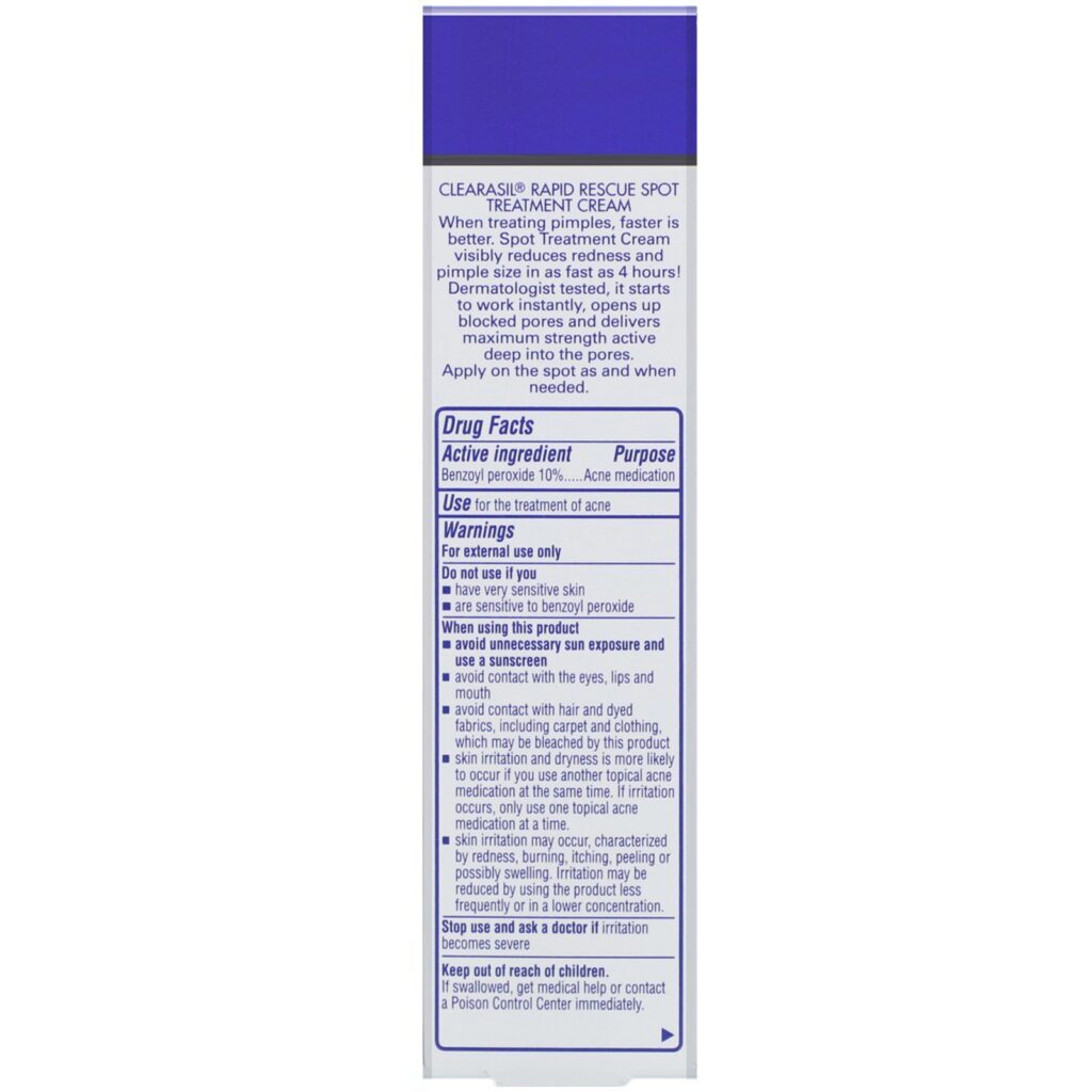 Clearasil, Rapid Rescue, Spot Treatment Cream, 1 oz (28 g) - Imagem 3