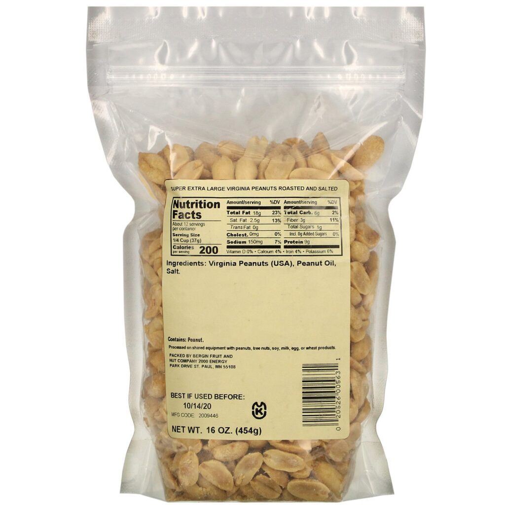Bergin Fruit and Nut Company, Super Extra Large Virginia Peanuts Roasted and Salted, 16 oz (454 g) - Imagem 2
