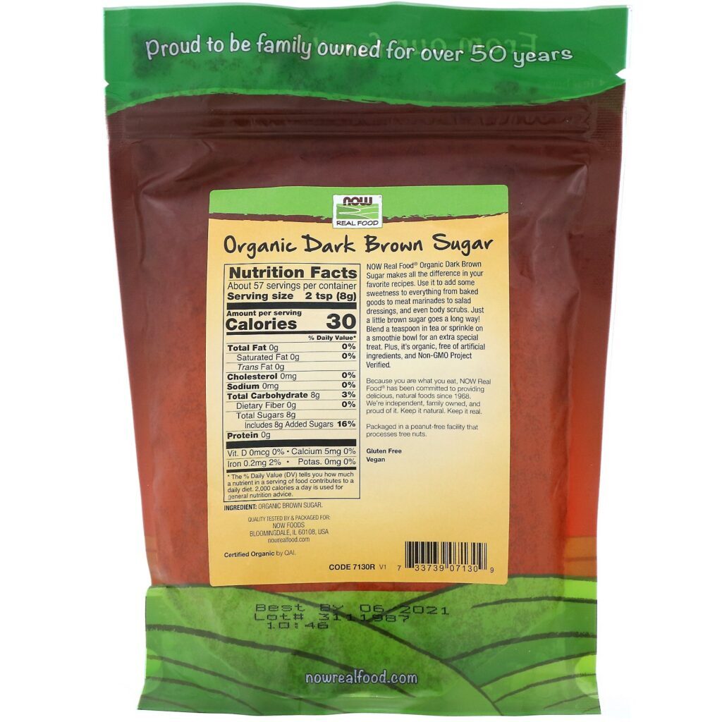 Now Foods, Real Foods, Açúcar Mascavo Orgânico, 16 oz (454 g) - Imagem 2