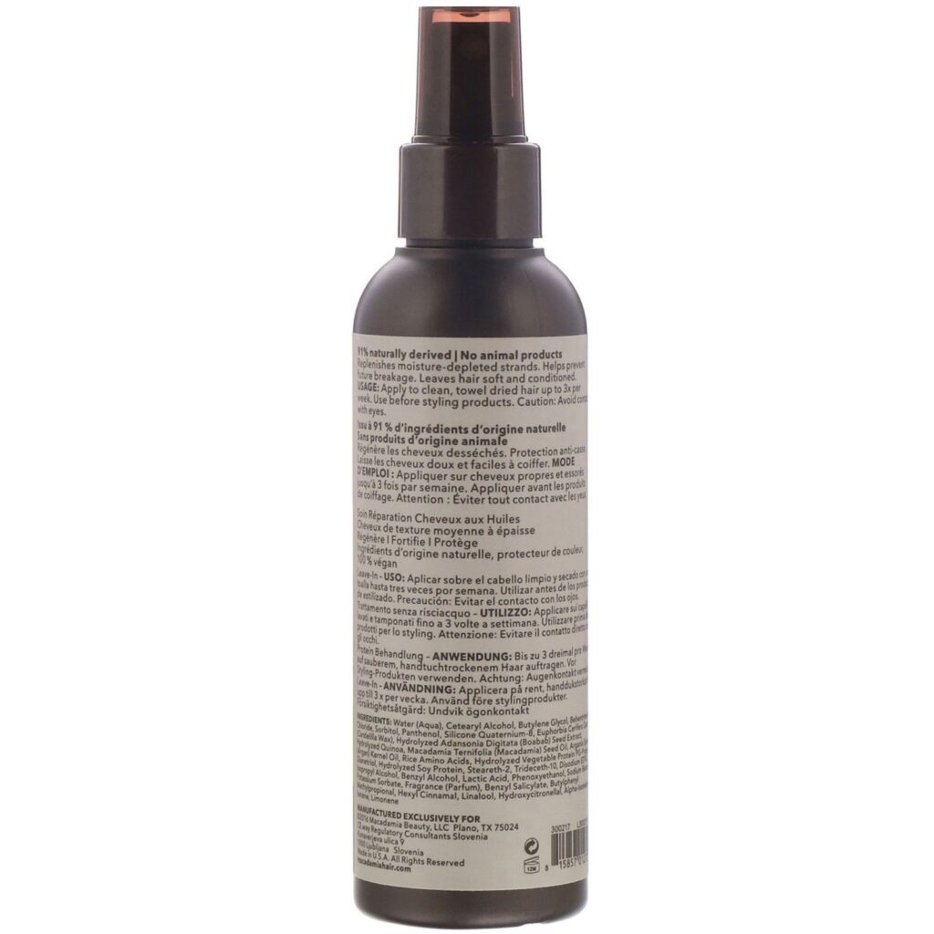 Macadamia Professional, Reparação Nutritiva, Tratamento de Proteína Sem Enxágue, Texturas Média a Crespa, 148 ml (5 fl oz) - Imagem 2