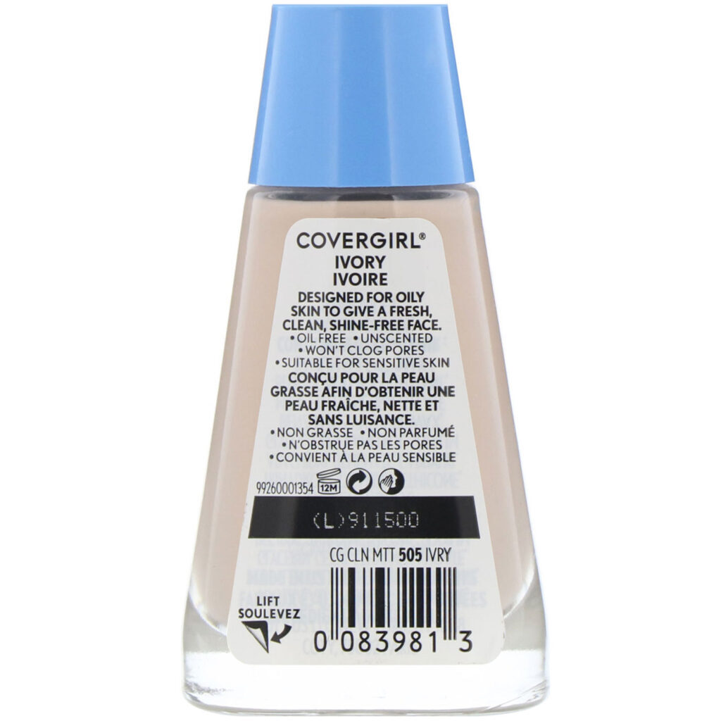 Covergirl, Base líquida Clean Matte, 505 Marfim, 30 ml - Imagem 2
