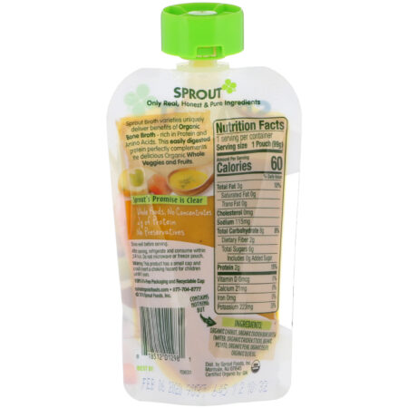 Sprout Organic, Comida para Bebê, Fase 2, Vegetais e Pera, 3,5 oz (99 g) - Image 2