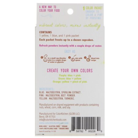 ColorKitchen, Decorativo, Corantes Alimentícios da Natureza, 3 Embalagens de Corantes, 0,24 oz (6,9 g) - Imagem 2