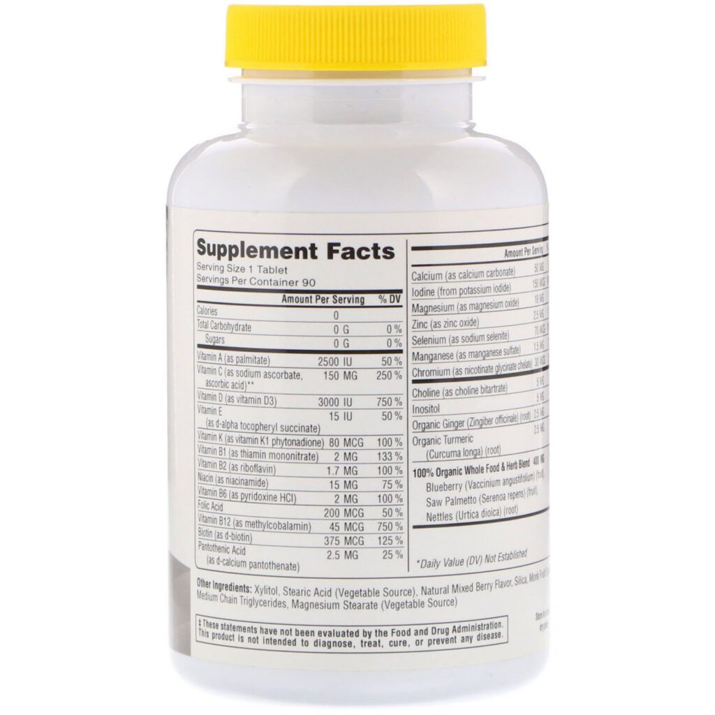 Super Nutrition, SimplyOne, Multivitamínico de Potência Tripla para Homens Acima dos 50, Sabor Frutas Silvestres, 90 Comprimidos Mastigáveis - Imagem 2