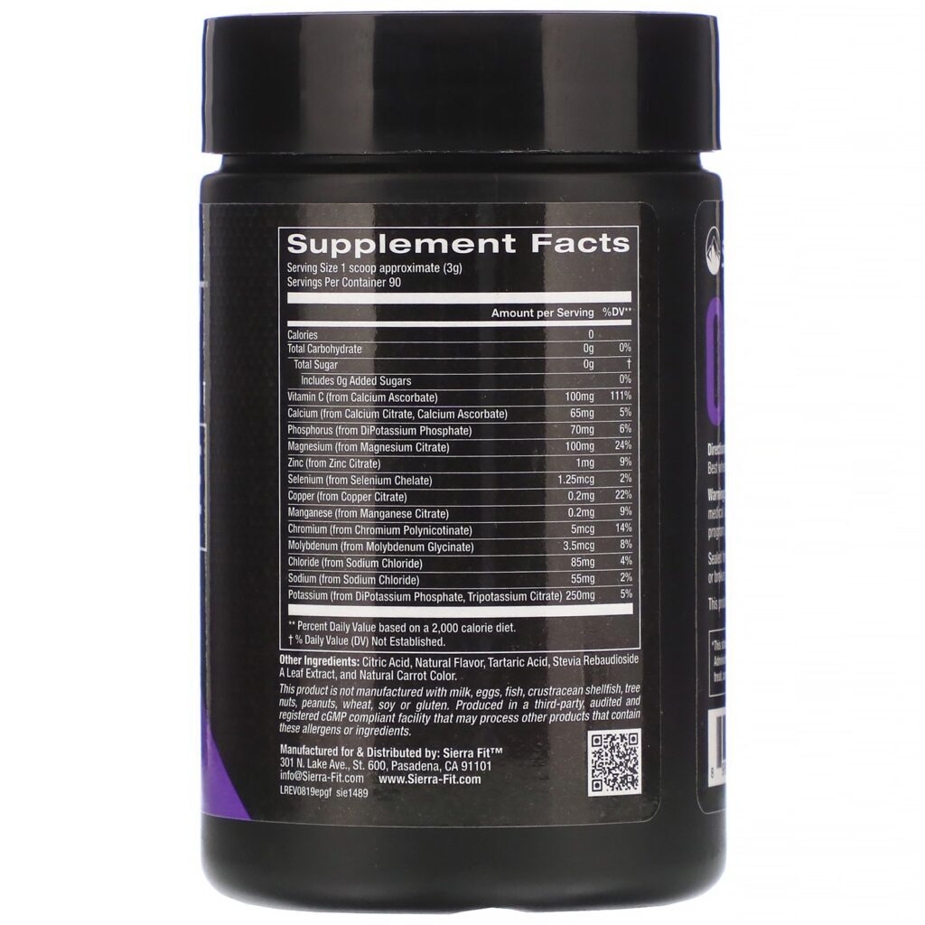 Sierra Fit, Eletrólito em Pó, 0 Calorias, Uva, 268 g (9,45 oz) - Imagem 2