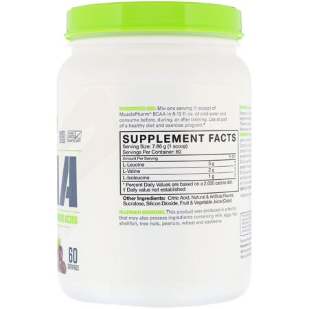 MusclePharm, Essentials, BCAA, Grape, 1.04 lb (471.6 g) - Image 2