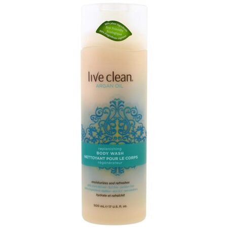 Live Clean, Gel de banho revigorante, Óleo de argan, 17 fl oz (500 ml)