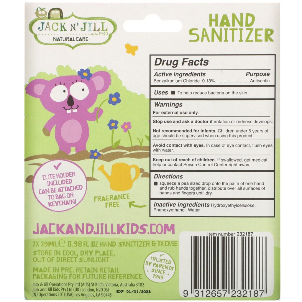 Jack n' Jill, Hand Sanitizer, Koala, 2 Pack, 0.98 fl oz (29 ml) Each and 1 Case - Imagem 2