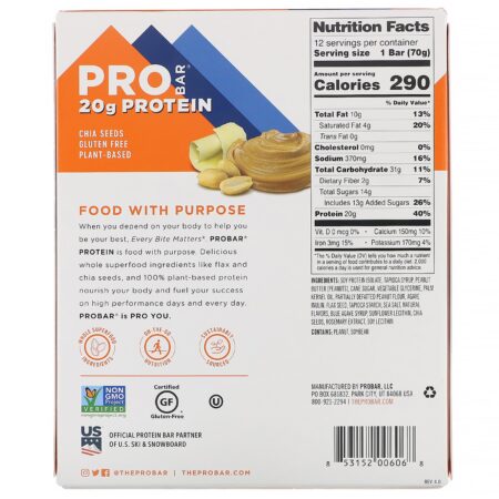 ProBar, Protein Bar, Frosted Peanut Butter, 12 Bars, 2.47 oz (170 g) Each - Image 3