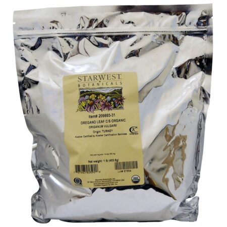 Starwest Botanicals, Folha de Orégano Orgânica C/S, 453,6 g (1 lb)