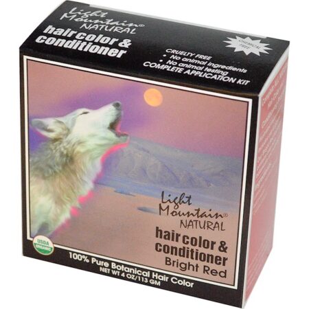 Light Mountain, Tintura e Condicionador natural de cabelo, vermelho brilhante, 4 oz (113 g)