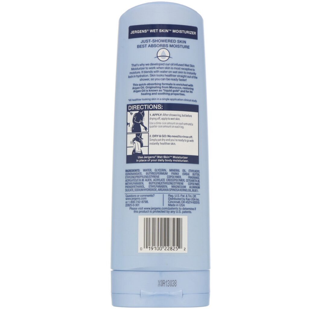 Jergens, Hidratante para pele molhada, Óleo de Argan, 10 fl oz (295 ml) - Imagem 2