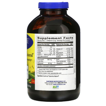 Earthrise, Espirulina Natural em Pó, 454 g (16 oz) - Image 2