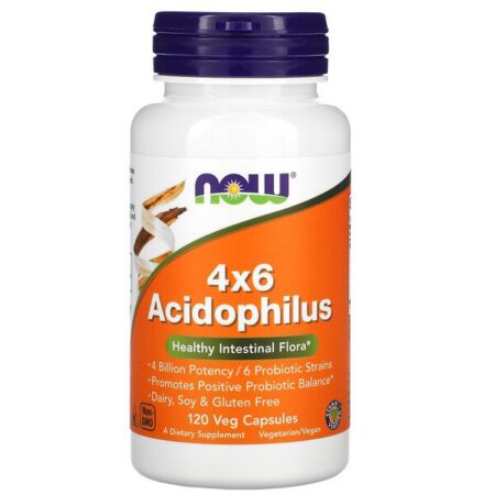 Now Foods, 4x6 Acidófilus, 120 C[apsulas para os Vegetarianos