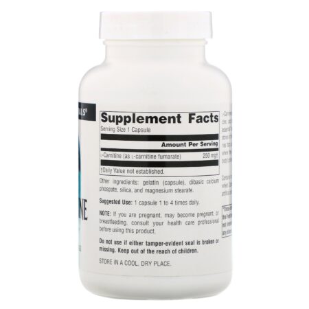 Source Naturals, L-carnitina, 250 mg, 120 Cápsulas - Image 2