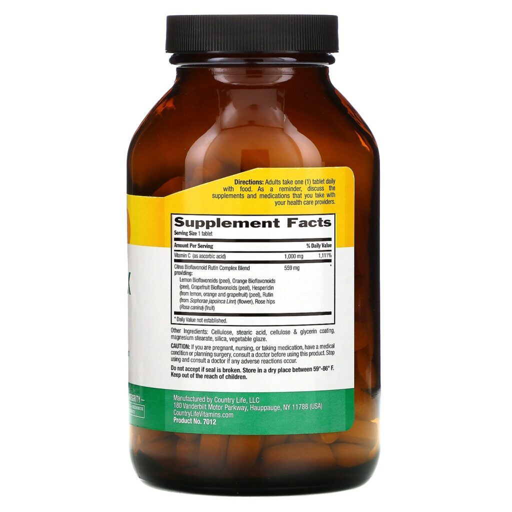 Country Life, Maxi C-Complex, 1,000 mg, 180 Tablets - Imagem 2