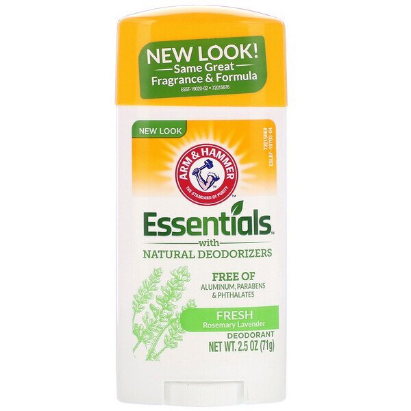 Arm & Hammer, Essenciais com Desodorantes Naturais, Desodorante, Alecrim Refrescante e Lavanda, 71 g (2,5 oz)