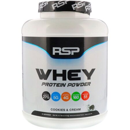 RSP Nutrition, Whey Protein em Pó, Biscoitos e Creme, 2,14 kg (4,7 lb)