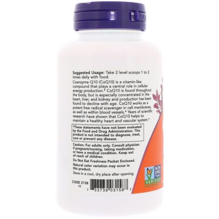 Now Foods, CoQ10, Pó 100% Puro, 1 oz (28 g) - Imagem 3
