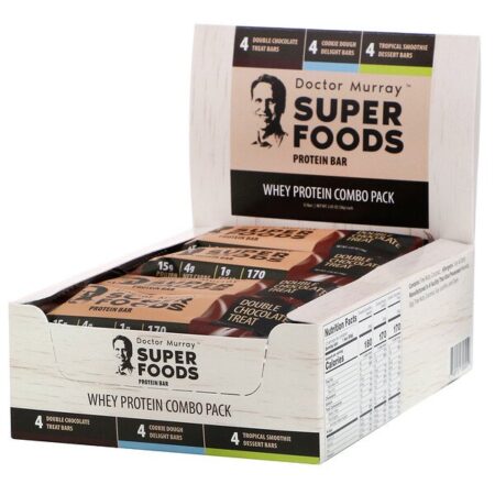 Dr. Murray's, Superfoods Protein Bars, Whey Protein Combo Pack, 12 Bars, 2.05 oz (58 g) Each