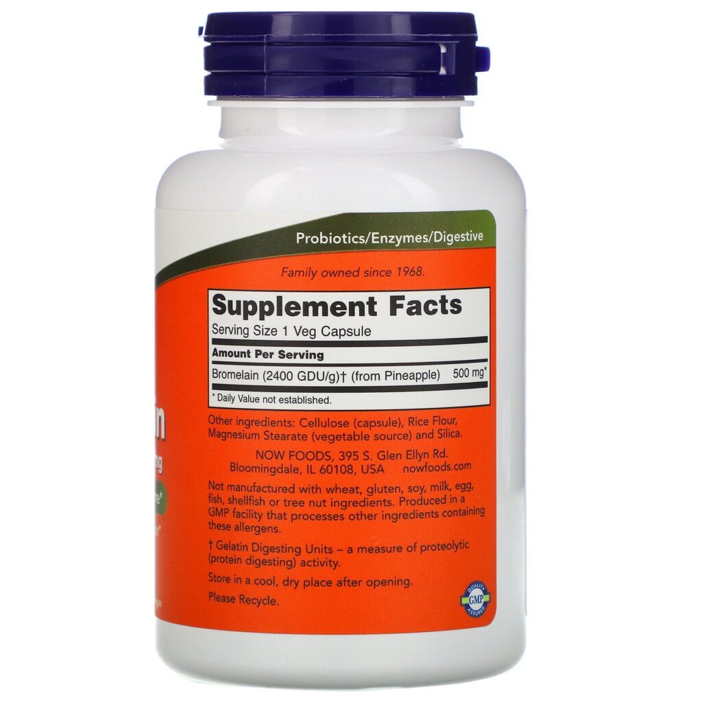 Now Foods, Bromelina, 500 mg, 120 Cápsulas Vegetais - Imagem 2