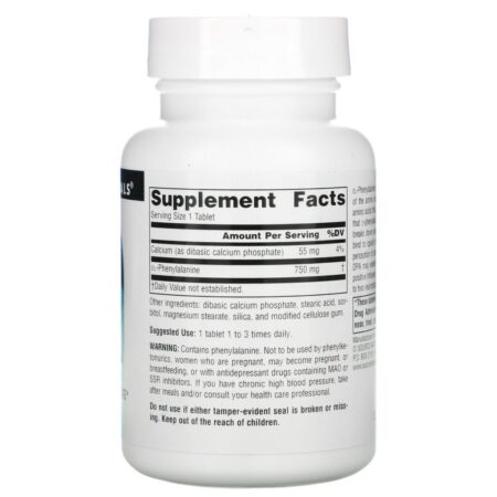 Source Naturals, DLPA, 750 mg, 60 Comprimidos - Imagem 2