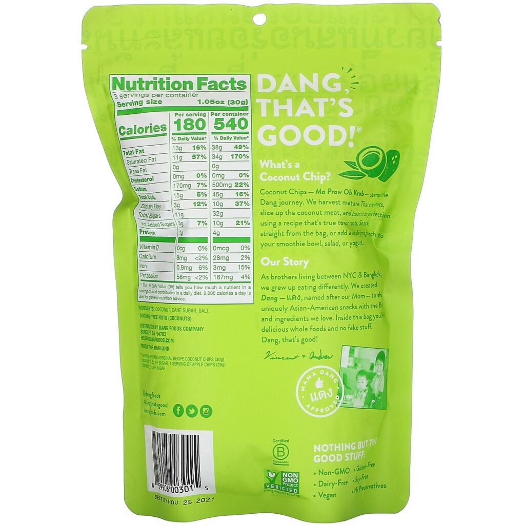 Dang, Coconut Chips, Original Recipe, 3.17 oz (90 g) - Imagem 2