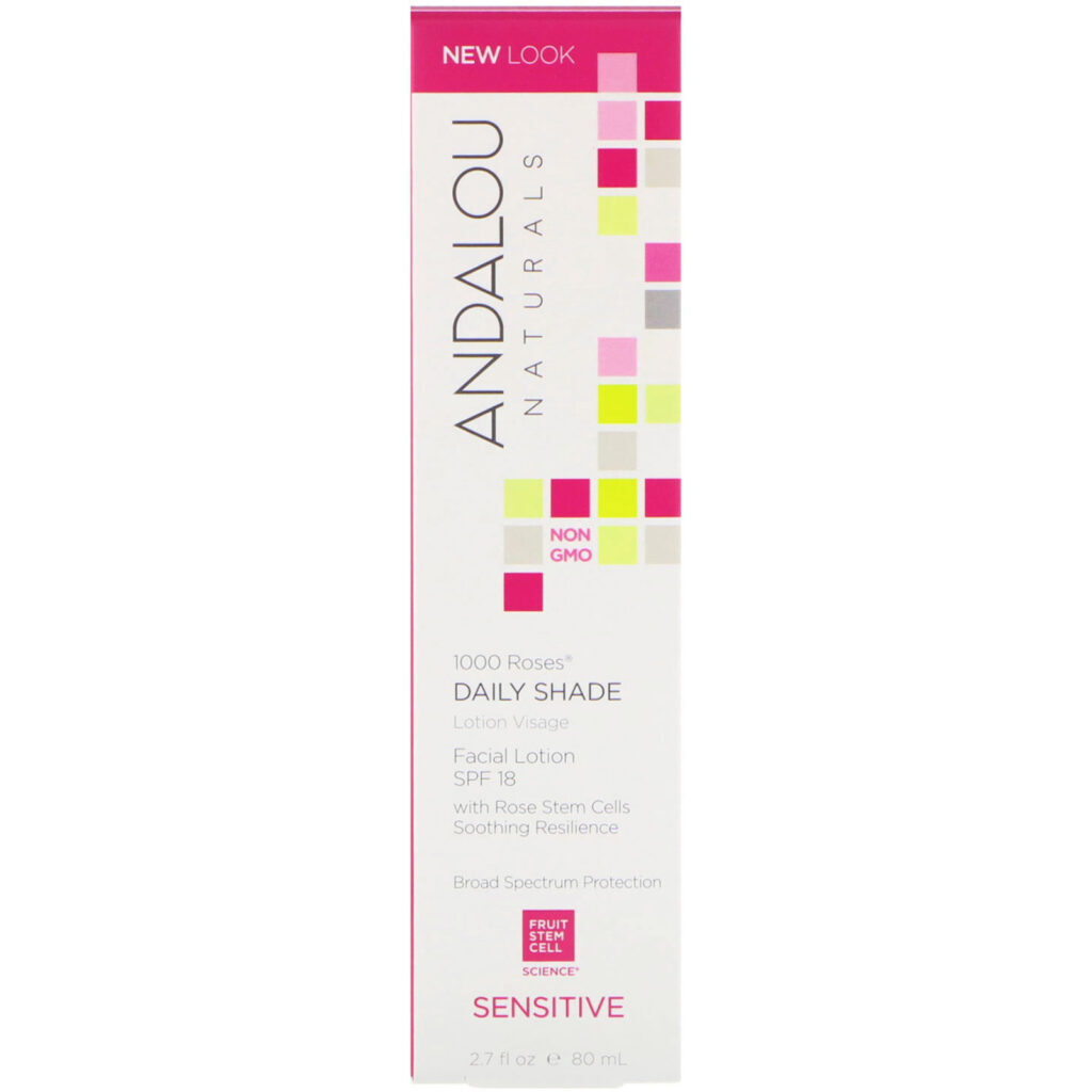 Andalou Naturals, 1000 Roses, Daily Shade, Facial Lotion SPF 18, Sensitive, 2.7 fl oz (80 ml) - Imagem 2
