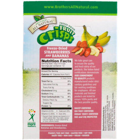 Brothers-All-Natural, Cobertura Crocante de Frutas, Morangos e Bananas Desidratados e Congelados, 12 Pacotes de Porção Única, 0.42 oz (12g) Cada - Image 2