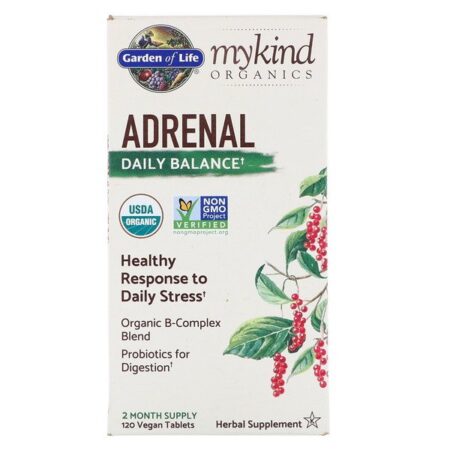 Garden of Life, MyKind Organics, Adrenal, Equilíbrio Diário, 120 Comprimidos Veganos